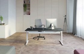 Flux E plus - elektrisch höhenverstellbarer Steh-Sitz-Arbeitstisch, auch mit Tischplatten in Sonderform erhältlich